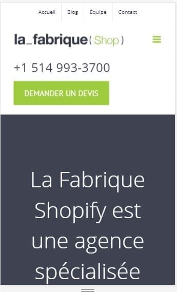 Fabrique Shopify mobile